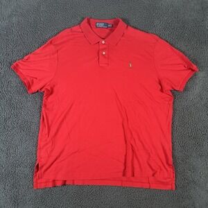 Polo Ralph Lauren Shirt Mens XXL Red Flesh Pony‎ Pima Soft Touch Short Sleeve